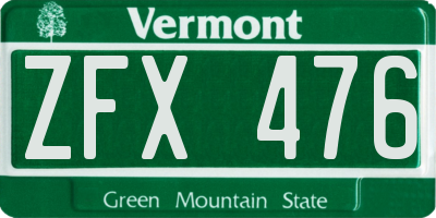 VT license plate ZFX476