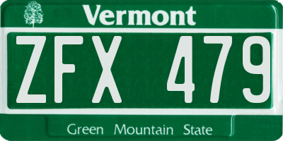 VT license plate ZFX479