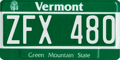 VT license plate ZFX480