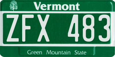 VT license plate ZFX483