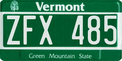 VT license plate ZFX485