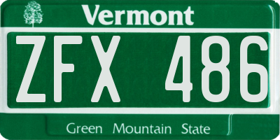 VT license plate ZFX486