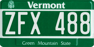 VT license plate ZFX488