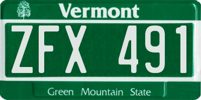 VT license plate ZFX491