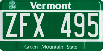 VT license plate ZFX495