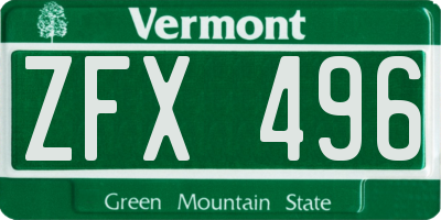 VT license plate ZFX496