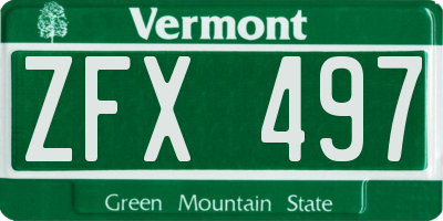 VT license plate ZFX497
