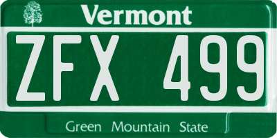 VT license plate ZFX499