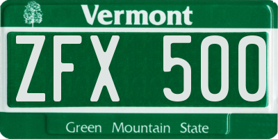 VT license plate ZFX500