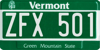 VT license plate ZFX501