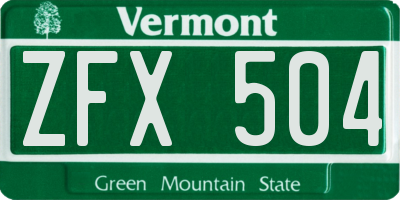 VT license plate ZFX504