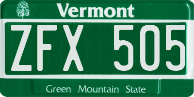 VT license plate ZFX505