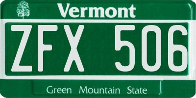 VT license plate ZFX506