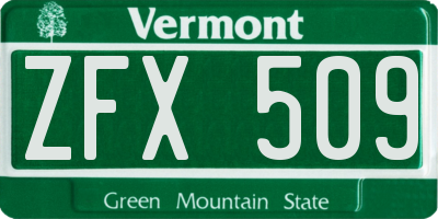 VT license plate ZFX509