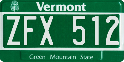 VT license plate ZFX512