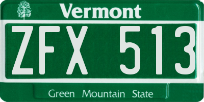 VT license plate ZFX513
