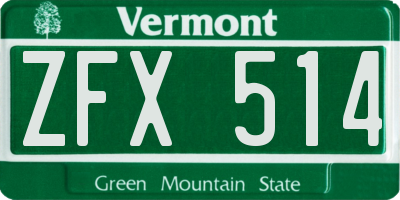 VT license plate ZFX514