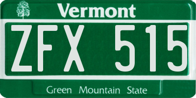 VT license plate ZFX515