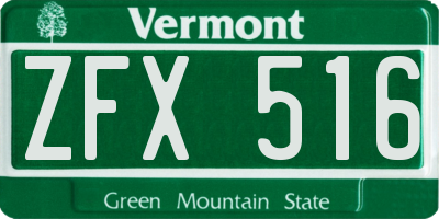 VT license plate ZFX516