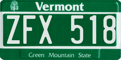 VT license plate ZFX518