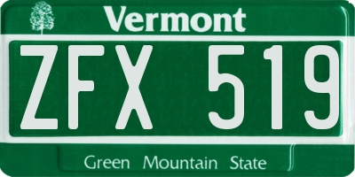 VT license plate ZFX519