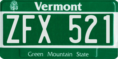 VT license plate ZFX521