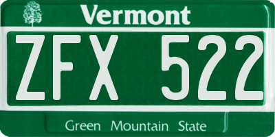 VT license plate ZFX522