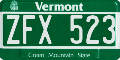 VT license plate ZFX523