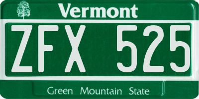 VT license plate ZFX525