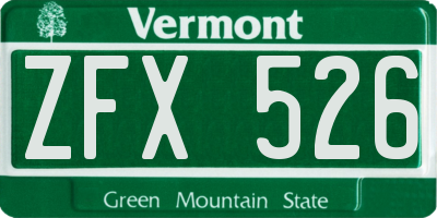 VT license plate ZFX526