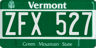 VT license plate ZFX527