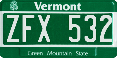 VT license plate ZFX532