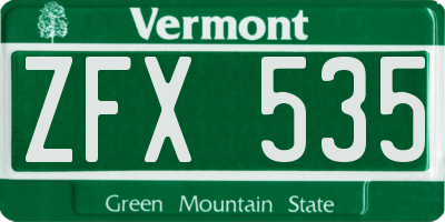 VT license plate ZFX535