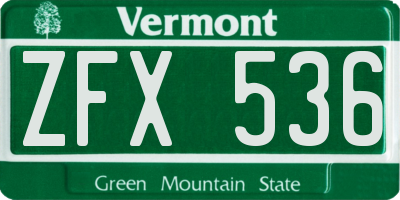 VT license plate ZFX536