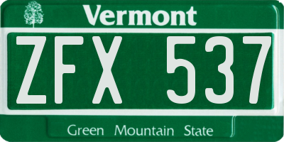 VT license plate ZFX537