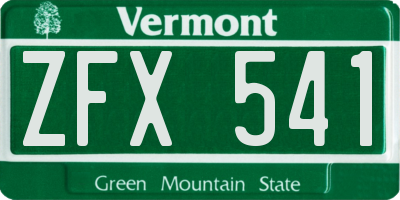 VT license plate ZFX541