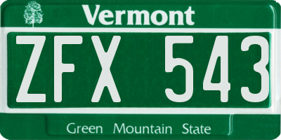 VT license plate ZFX543
