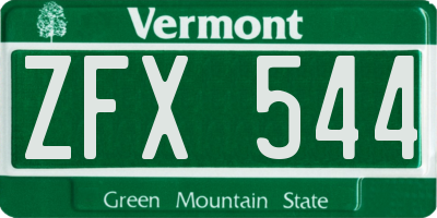 VT license plate ZFX544