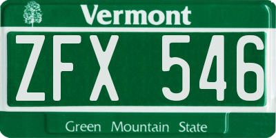 VT license plate ZFX546