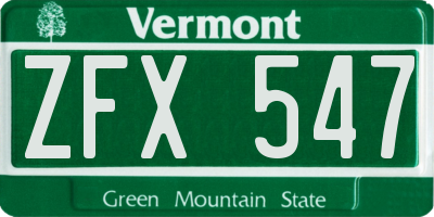VT license plate ZFX547