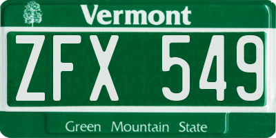 VT license plate ZFX549
