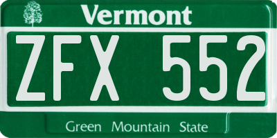 VT license plate ZFX552