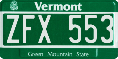 VT license plate ZFX553