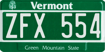 VT license plate ZFX554