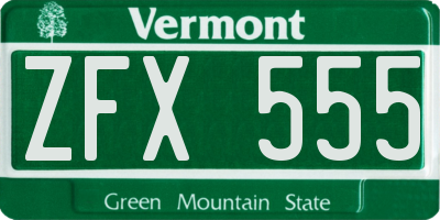 VT license plate ZFX555