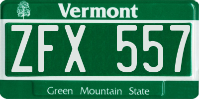 VT license plate ZFX557