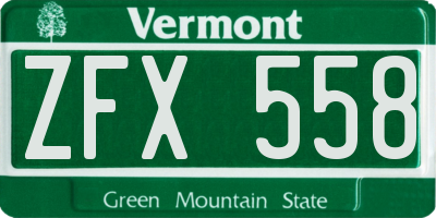 VT license plate ZFX558