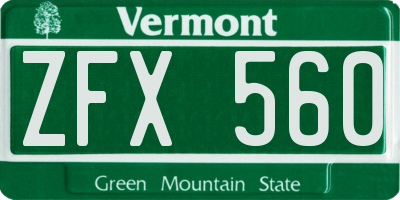 VT license plate ZFX560