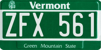 VT license plate ZFX561