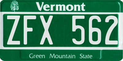 VT license plate ZFX562